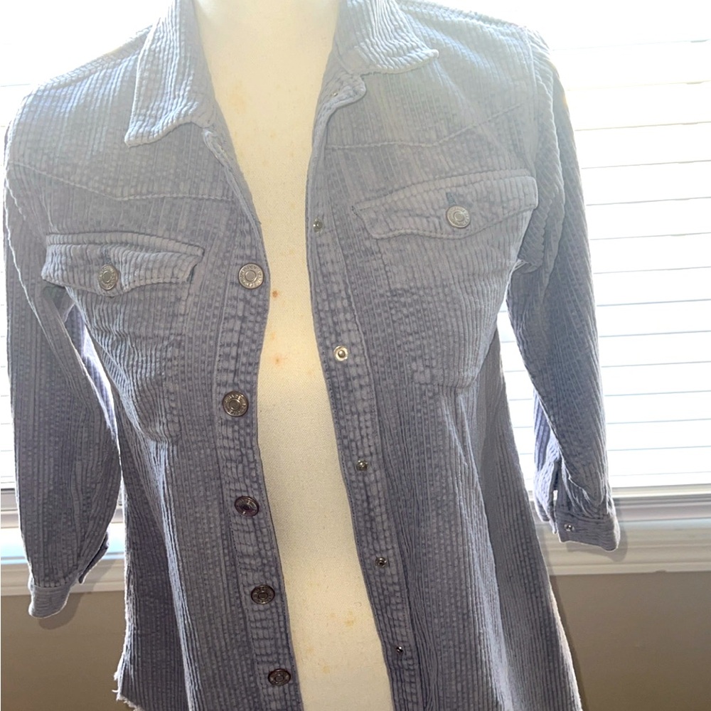 Zara light blue corduroy ribbed Denim jacket